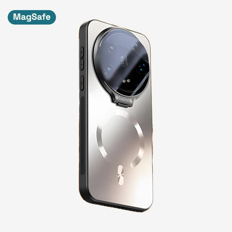 Case CamShield Aura MagSafe Xiaomi 14 Ultra en Plata: funda MagSafe con protector de cámara que se abre como soporte