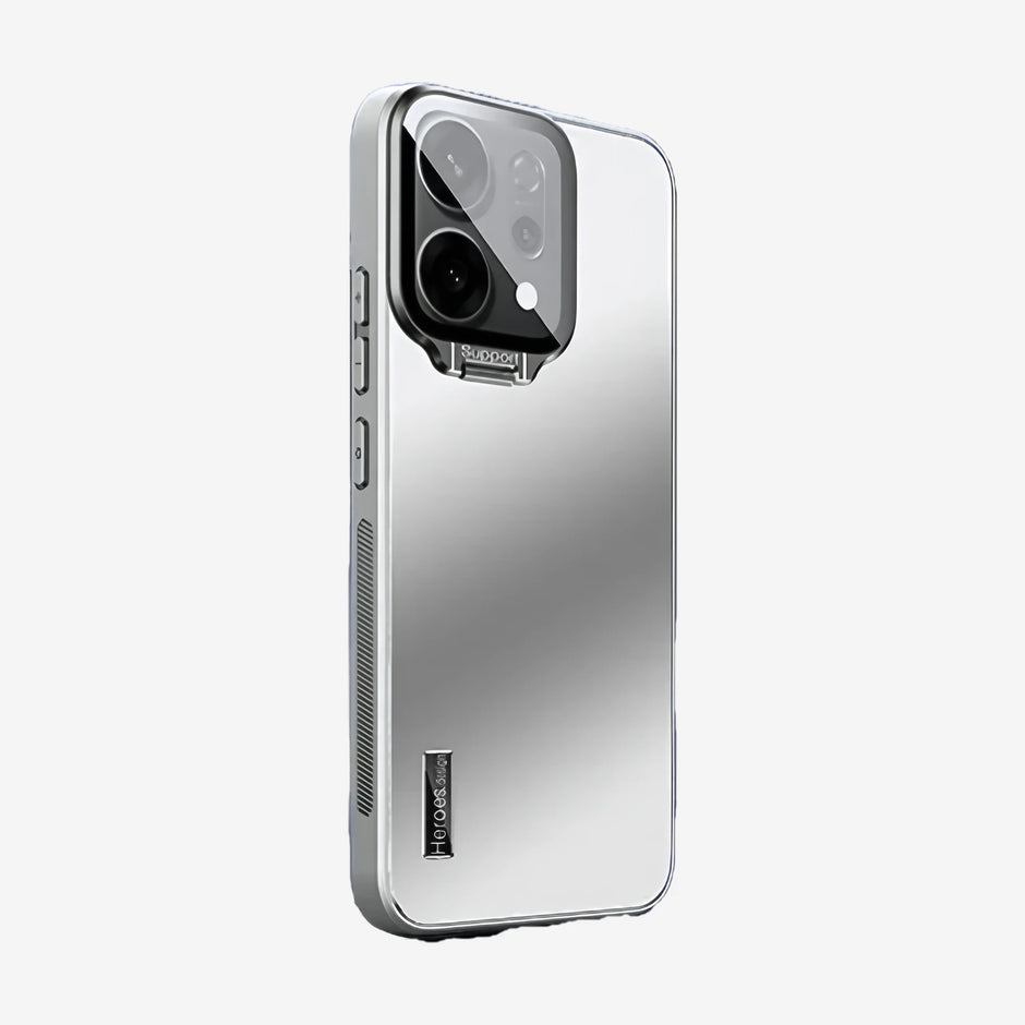 Case CamShield Natural Matte Oppo Reno 14 en Plateado: funda mate con protector de cámara que se abre como soporte