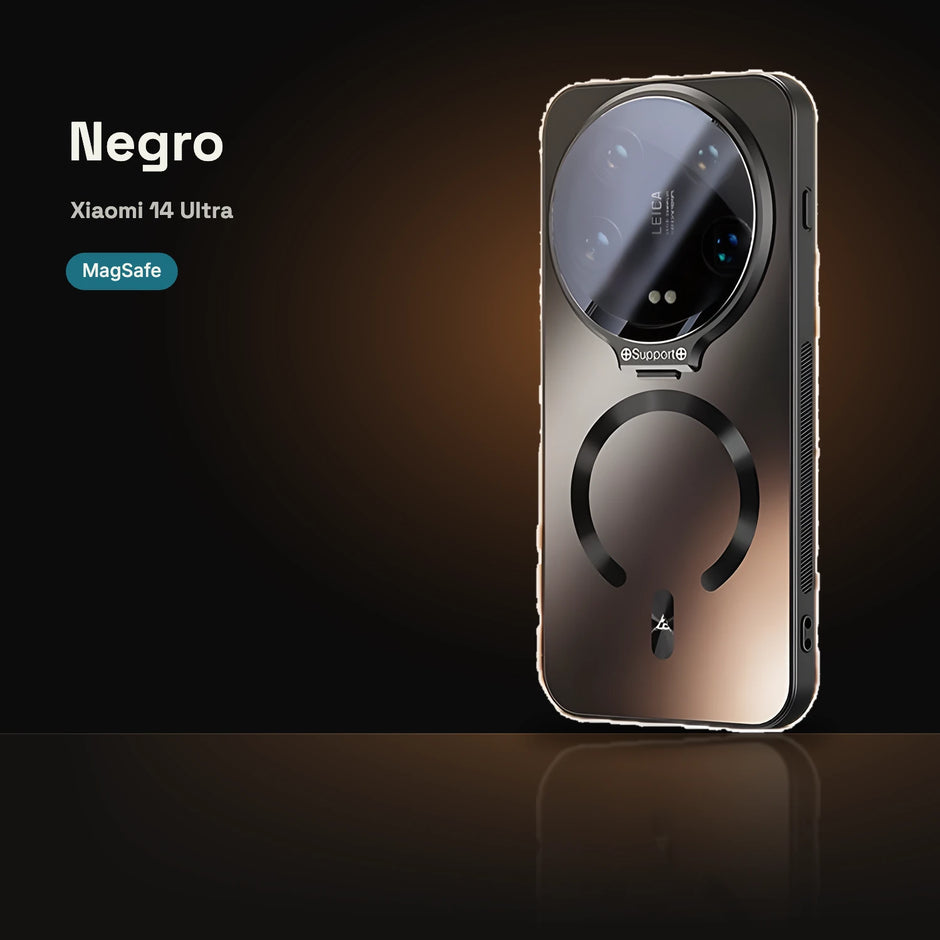 Case CamShield Aura MagSafe Xiaomi 14 Ultra Negro: acabado metalizado con bordes negros y MagSafe