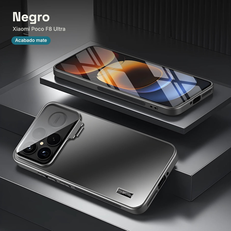 Case CamShield Natural Matte Xiaomi Poco F8 Ultra Negro: acabado mate natural y marco de cámara con bisagra