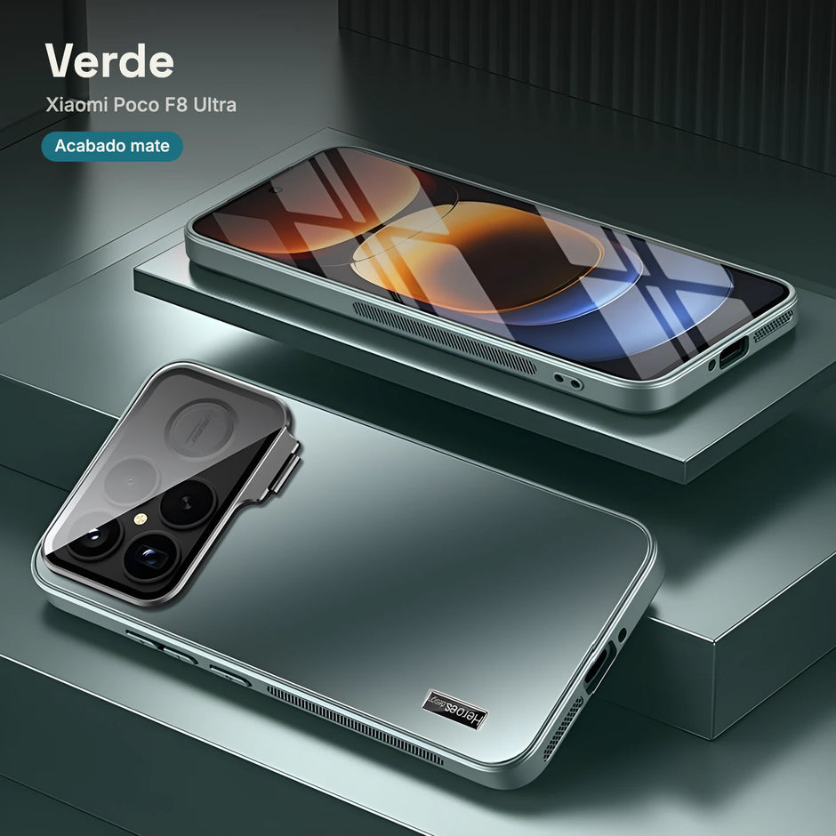 Case CamShield Natural Matte Xiaomi Poco F8 Ultra Verde: acabado mate natural y marco de cámara con bisagra