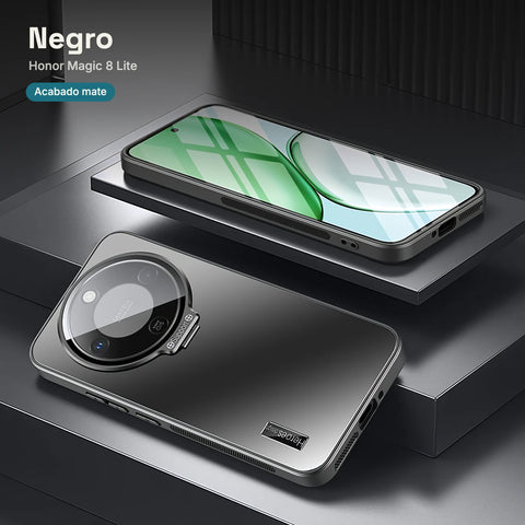 Case CamShield Natural Matte Honor Magic 8 Lite Negro: acabado mate natural y marco de cámara con bisagra