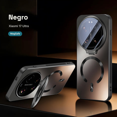 Case CamShield Aura MagSafe Xiaomi 17 Ultra Negro: acabado metalizado con bordes negros y MagSafe