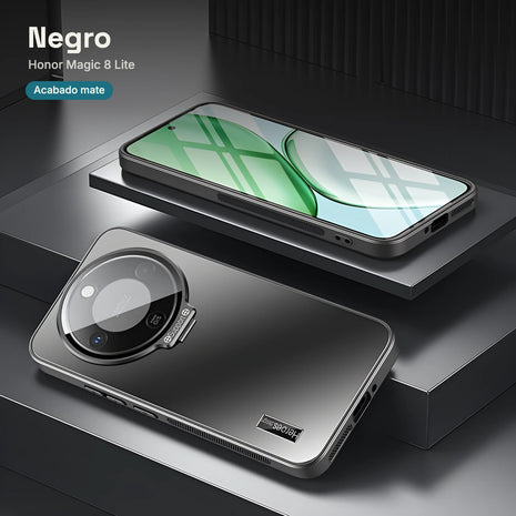 Case CamShield Natural Matte Honor Magic 8 Lite Negro: acabado mate natural y marco de cámara con bisagra