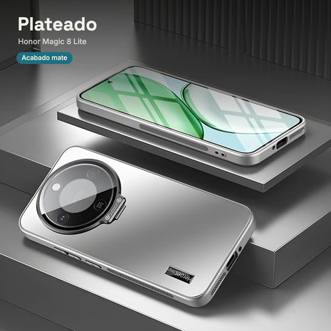 Case CamShield Natural Matte Honor Magic 8 Lite Plateado: acabado mate natural y marco de cámara con bisagra
