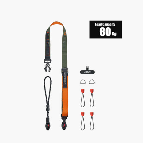 Correa para Cámara VSGO Black Snipe Pro con Anclaje Rápido | NARANJA Y VERDE