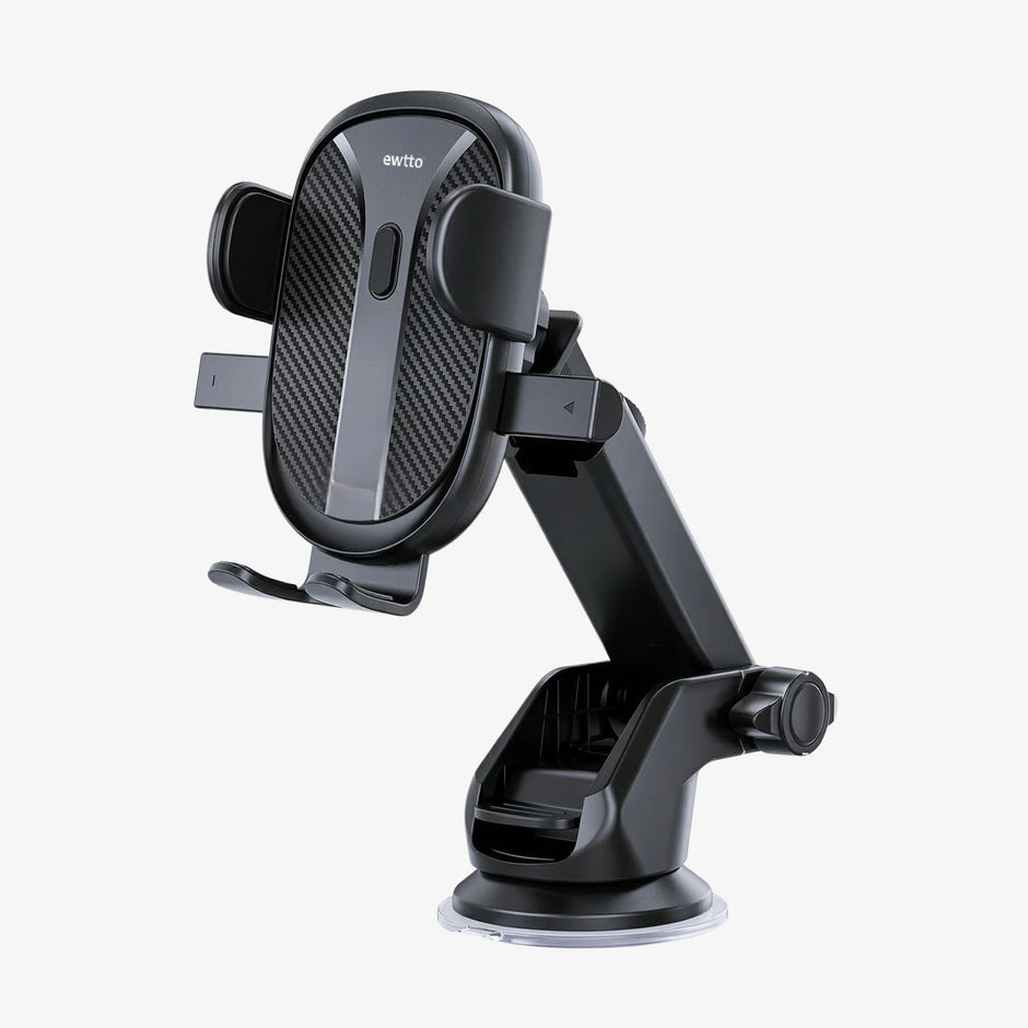 Soporte Ewtto Carbono con Franja 360° Ventosa para Auto y Mototaxi