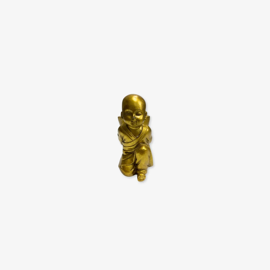 Monje Dorado Decorativo con Cuenco Zen