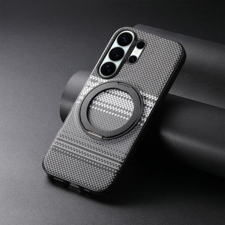Case Diseño Fibra con Parante Giratorio S25 Ultra (Magsafe) | Negro