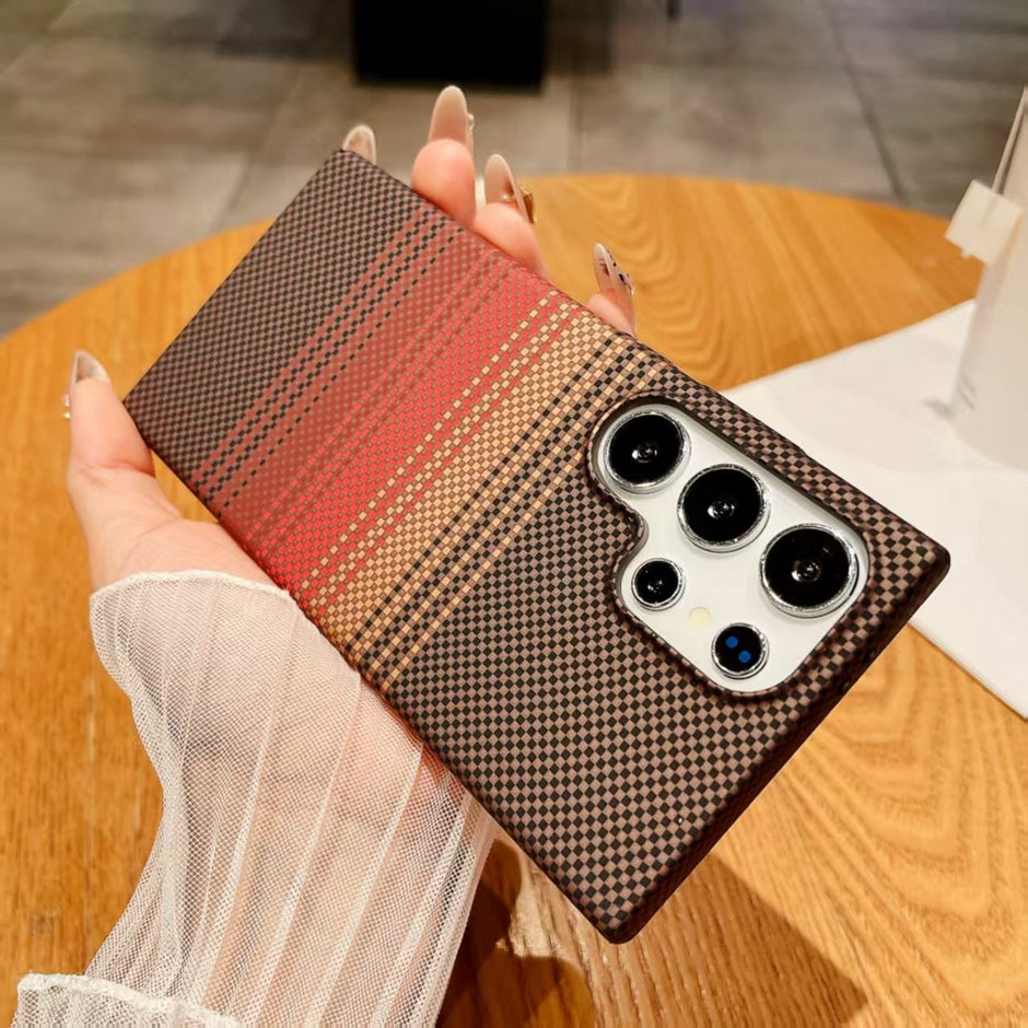 Case de Cuero PU con Diseño de Carbono Galaxy A17 | Sunset Purple