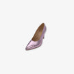 Tacones para mujer sin correa color Rosado Cromado punta Puntiaguda
