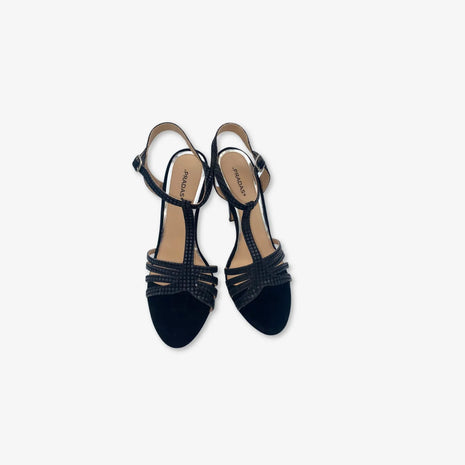 Tacones  para mujer con tiras color negro charol
