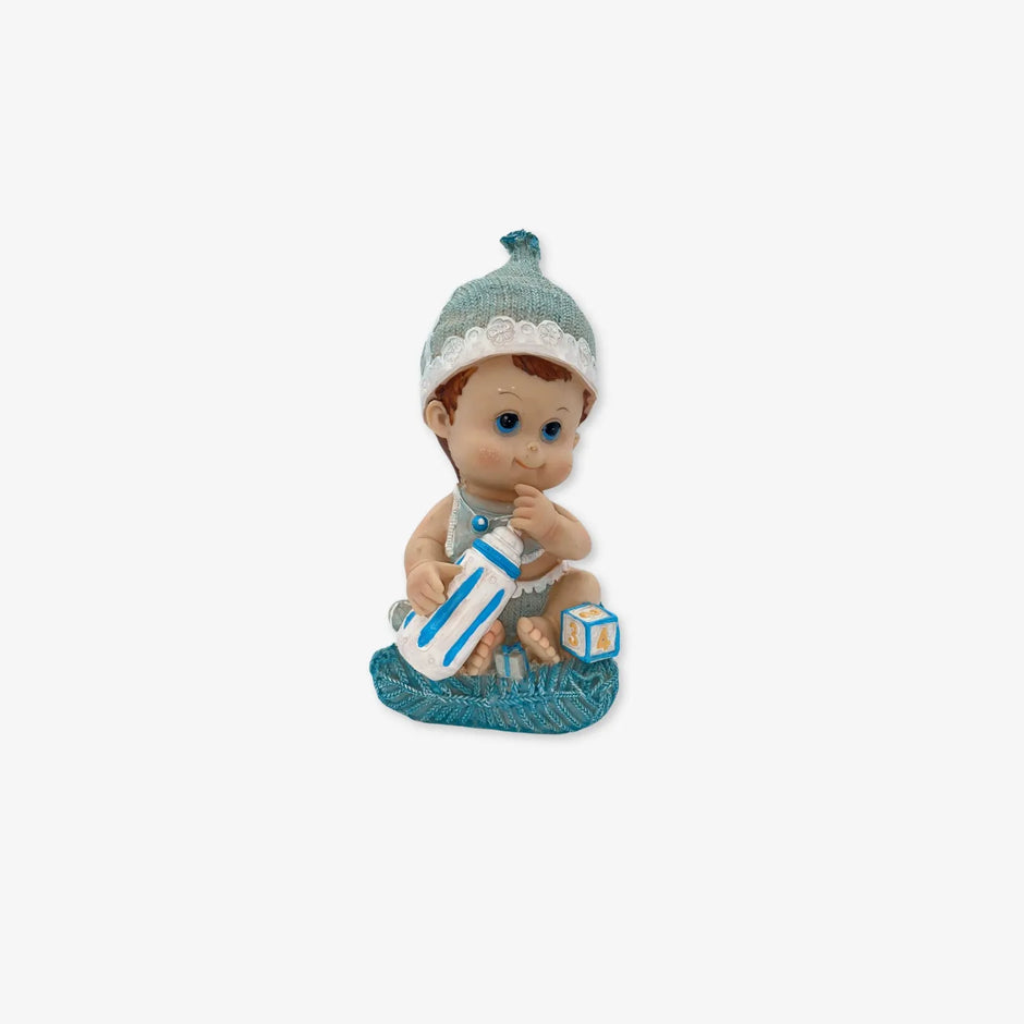 Figura de Resina de Bebé con Biberón y Alcancía