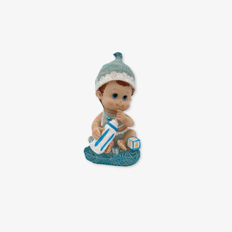 Figura de Resina de Bebé con Biberón y Alcancía