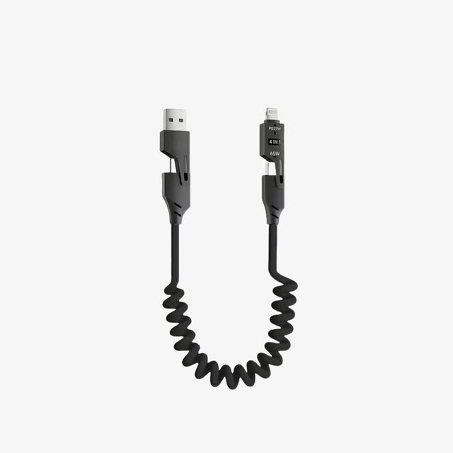Cable Retráctil USB-C Multifuncional de 65W Cuatro en Uno, Carga Súper R
