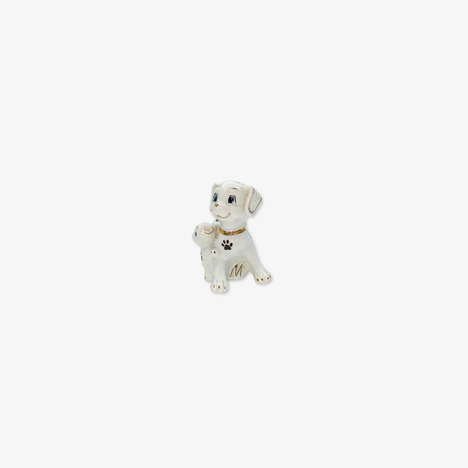 Figura de Perro y su Cría  en Miniatura de Cerámica