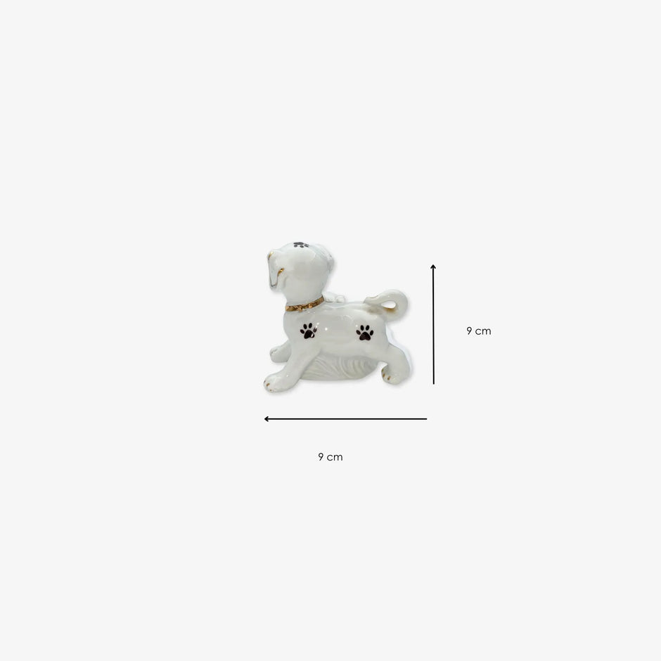 Figura de Perro y su Cría  en Miniatura de Cerámica