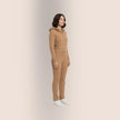 Conjunto Tejido Mujer con Capucha Peluche - Camel