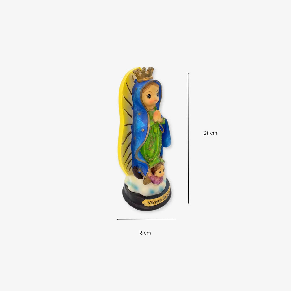 Escultura de la Virgen de Guadalupe de cerámica tamaño mediano