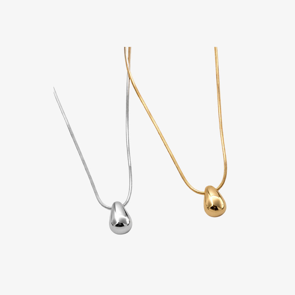 Set de Collar y Aretes Gota Minimalista Estilo Chunky