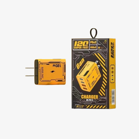 Cargador GAN 120W con puertos USB-C/USB-A