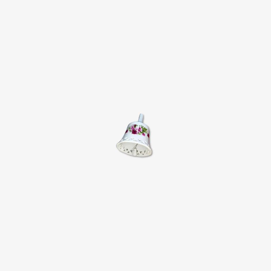 Campana de porcelana blanco con dibujos de flores