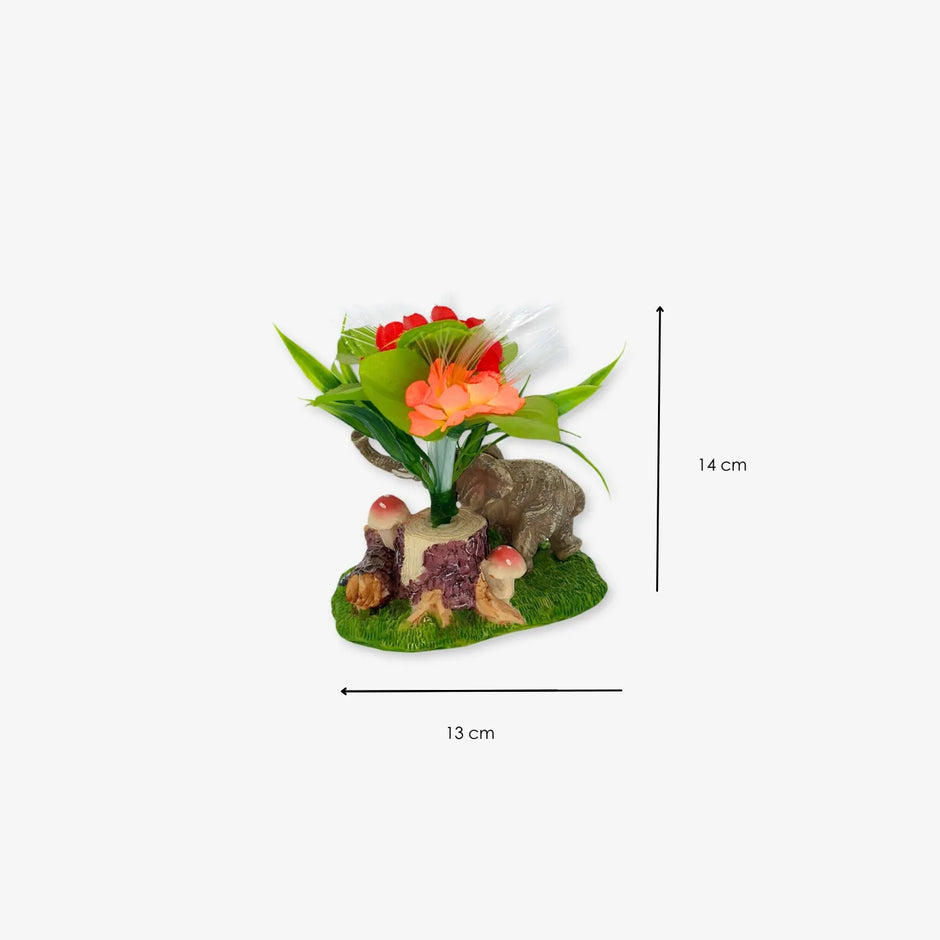 Adorno de Elefante con Plantas Artificiales