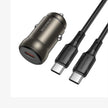 Cargador de Auto y Mototaxi Borofone 30W Dual Metálico + Cable Tipo C