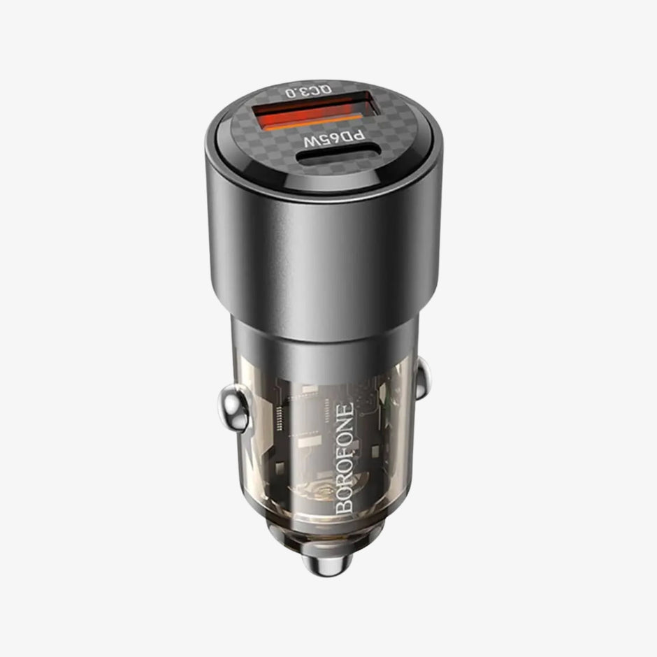 Cargador de Auto y Mototaxi Borofone 83W Dual Metálico + Cable Tipo C