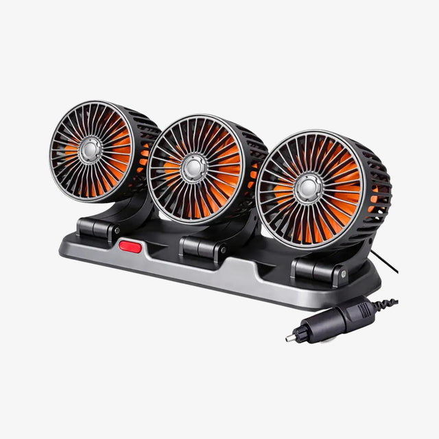 Ventilador Triple Bossney 360° 12V para Auto y Mototaxi