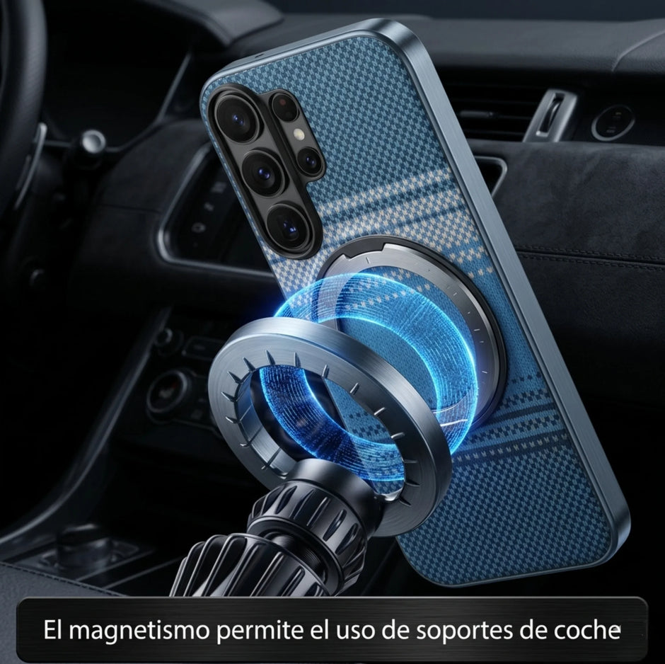Case Diseño Fibra con Parante Giratorio S25 FE (Magsafe) | Azul