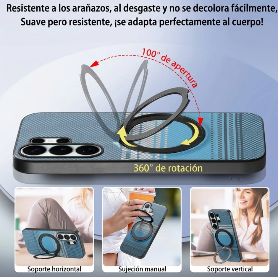 Case Diseño Fibra con Parante Giratorio S25 FE (Magsafe) | Azul