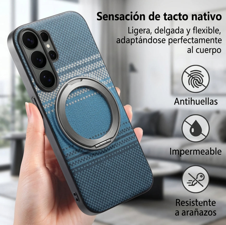 Case Diseño Fibra con Parante Giratorio S25 FE (Magsafe) | Azul