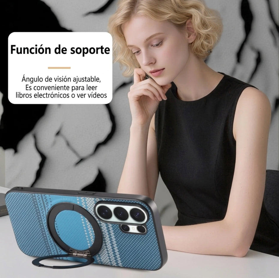 Case Diseño Fibra con Parante Giratorio S25 FE (Magsafe) | Azul