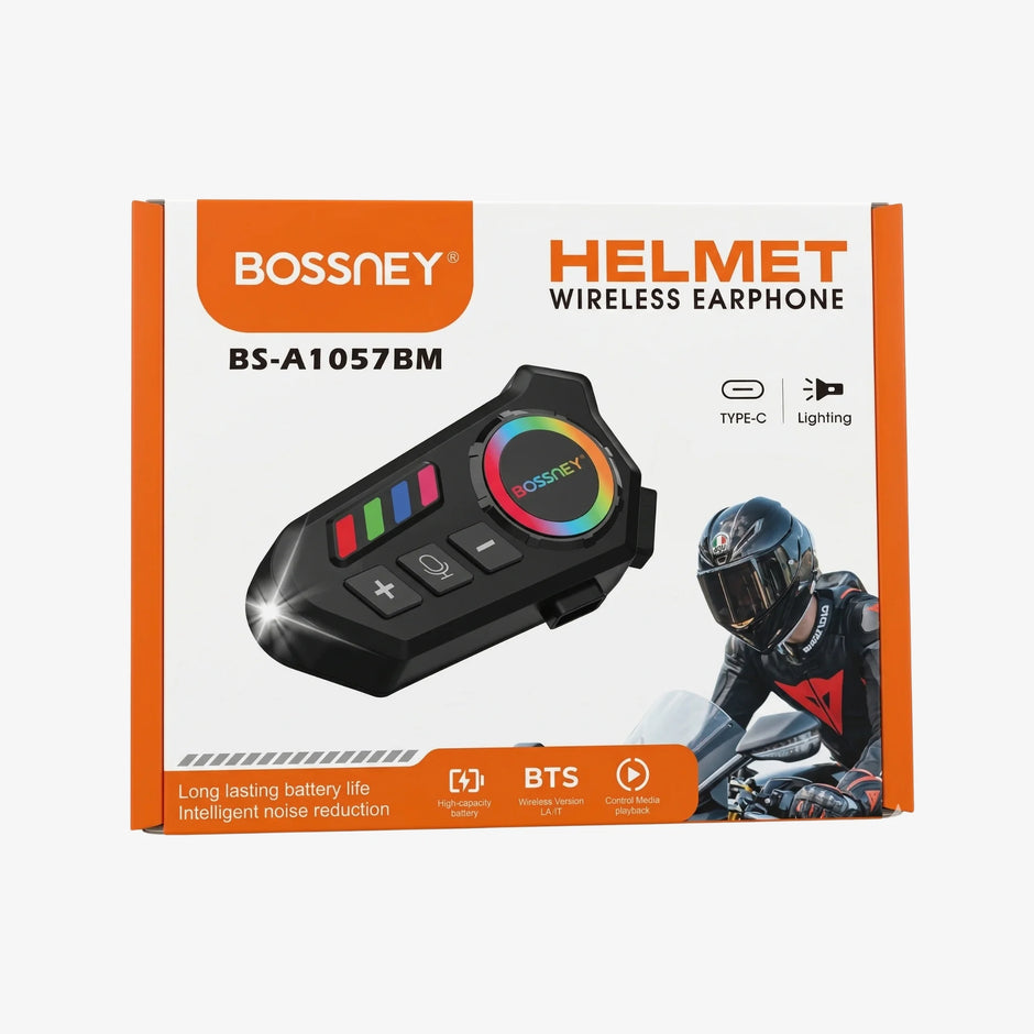 Audífono para Casco con Iluminación 40 H RGB Bluetooth 6.0 y Sonido HD | BOSSNEY