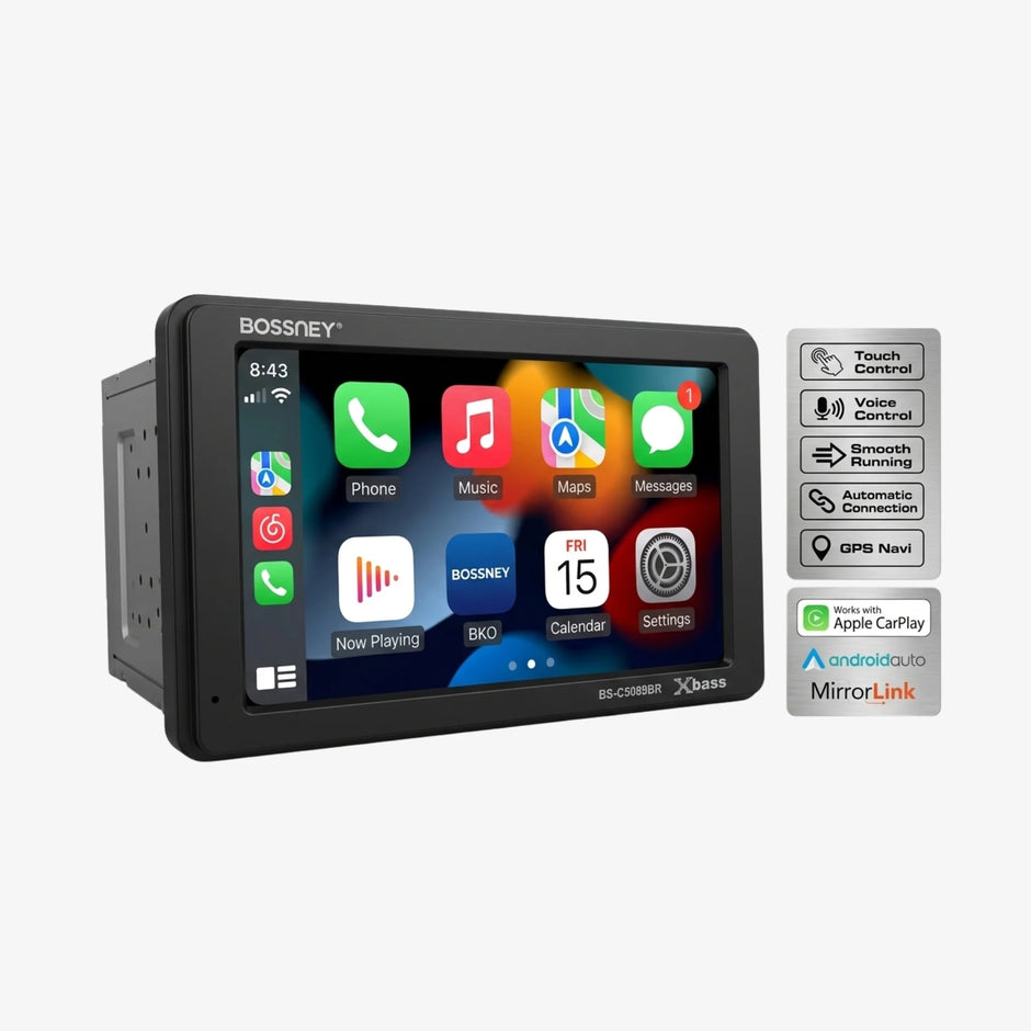 Pantalla para Auto Bossney con Apple CarPlay y Android Auto