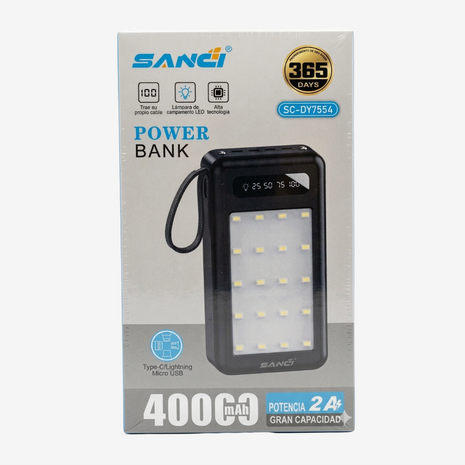 Batería Portátil 40000mah Con Carga Solar Múltiples Salidas Sanci