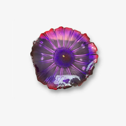 Plato de vidrio de flor Morado con degradado  de forma libre para servir 