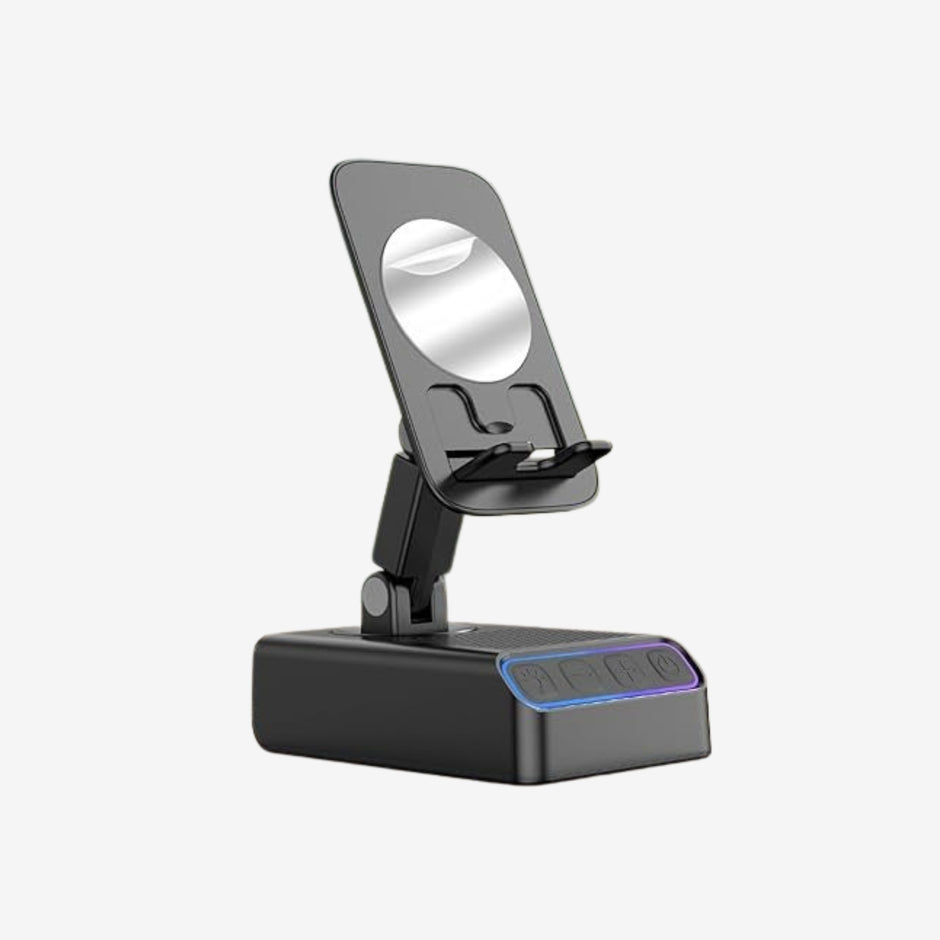 Soporte de Celular 5 en 1: Parlante Bluetooth + Inducción, Powerbank y Luz RGB