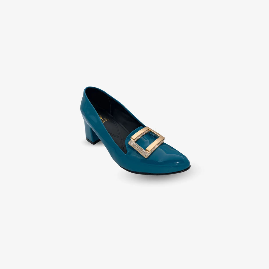 Tacones charoles para mujer con detalle color Teal azul