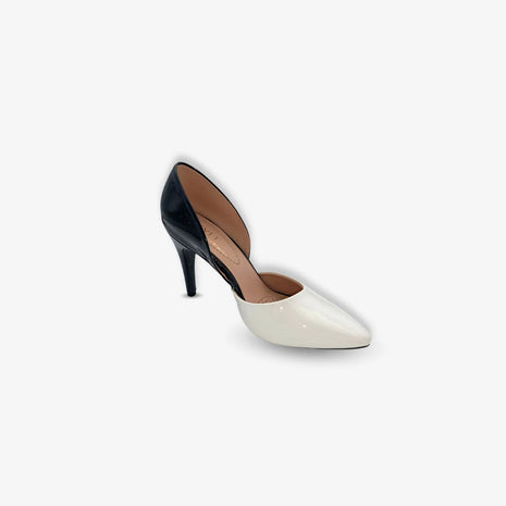 Tacones charoles para mujer doble color en blanco y negro