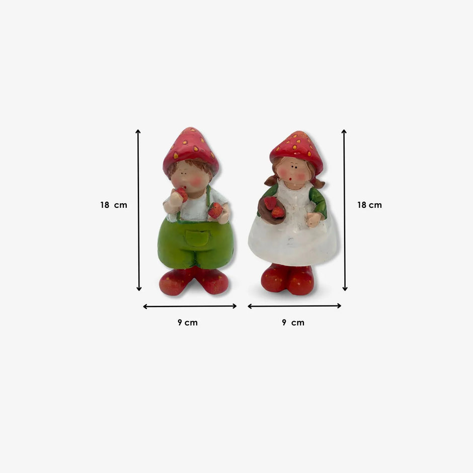 Adorno Figura Decorativa de Niños  con Cesta de Fresas