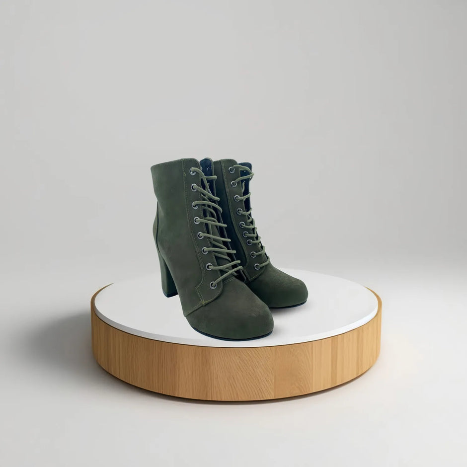 Botines de Tacón con Cordones para Mujer