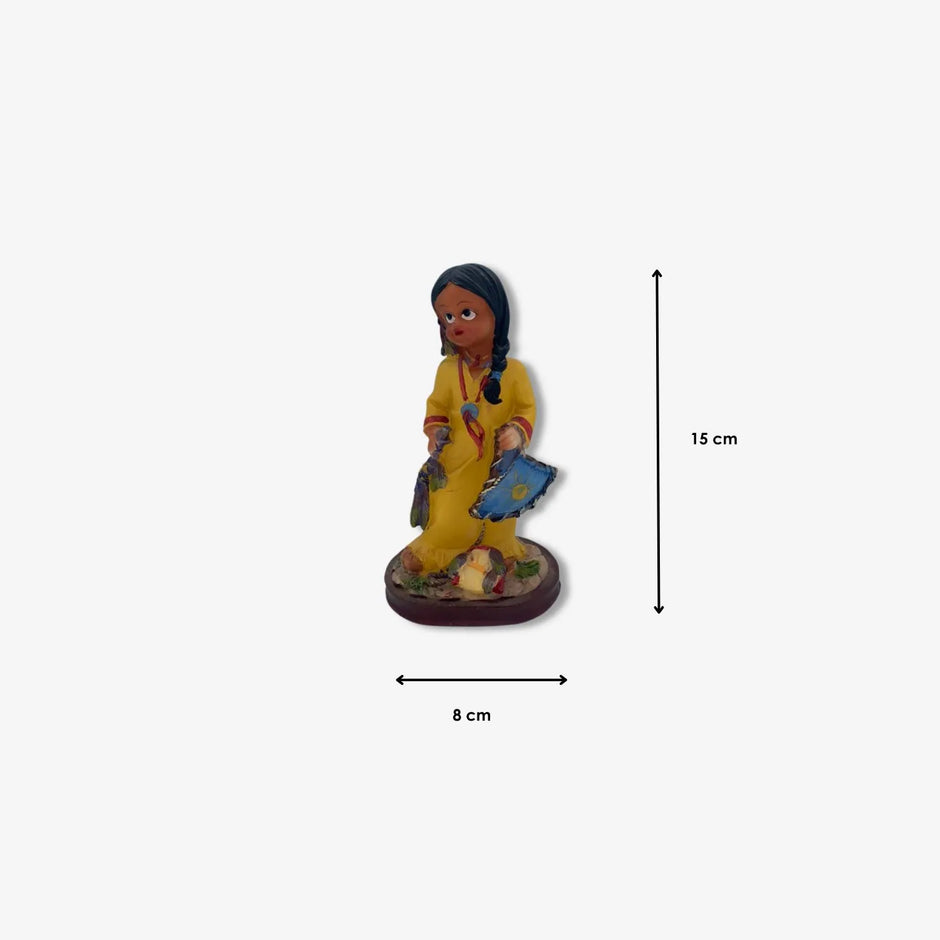 Juego de 2 estatuillas vintage de India nativa  de cerámica  , molde de resina, pintado a mano
