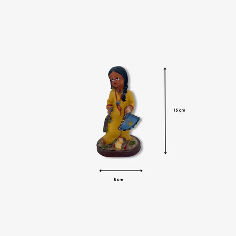 Juego de 2 estatuillas vintage de India nativa  de cerámica  , molde de resina, pintado a mano