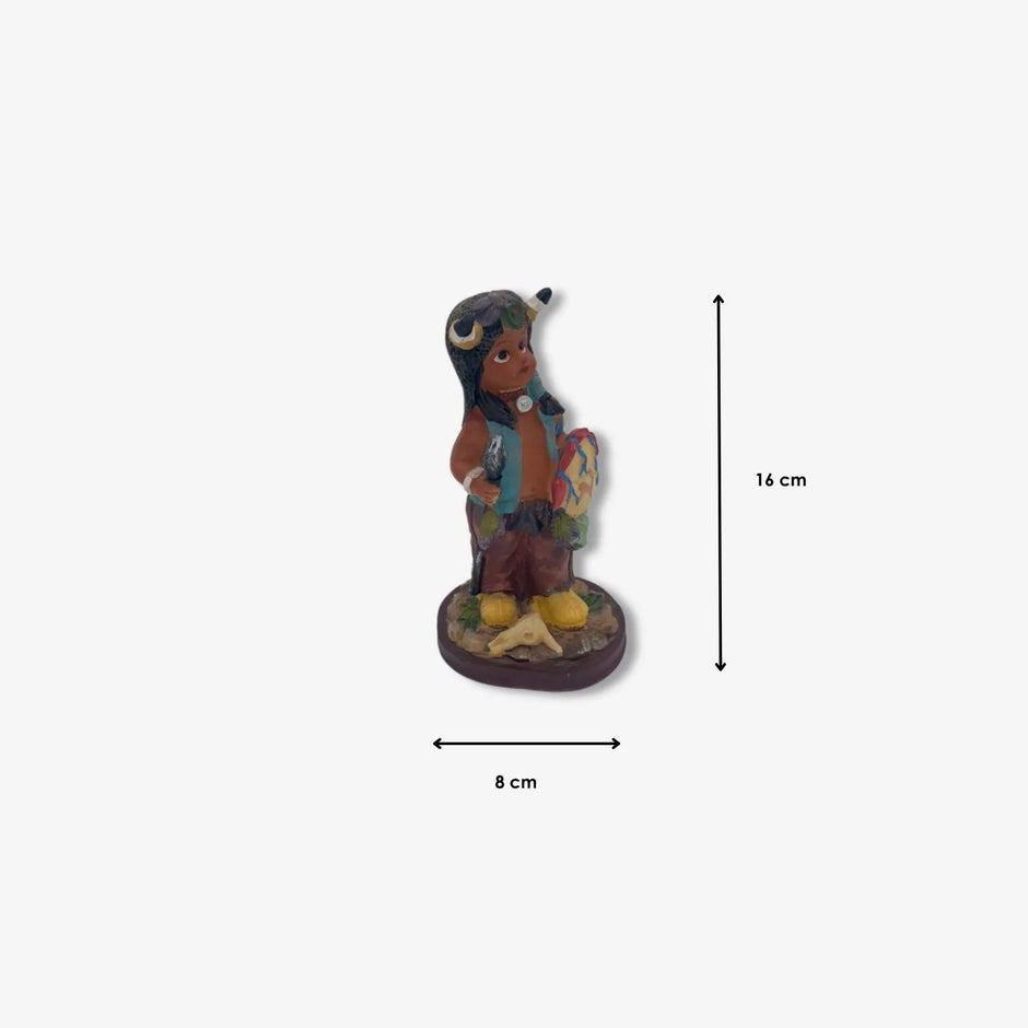 Juego de 2 estatuillas vintage de India nativa  de cerámica  , molde de resina, pintado a mano