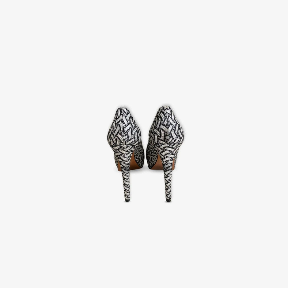 Tacones para mujer de noche brillante  Color Blanco con detalles Negros