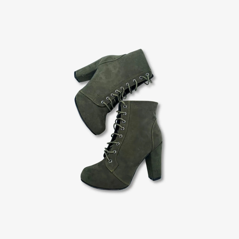 Botines de Tacón con Cordones para Mujer