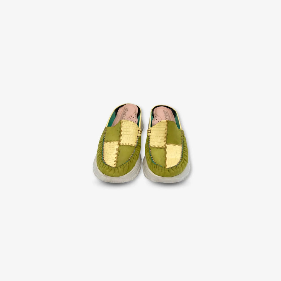 Zapatos Mocasin con plataforma verde y amarillo