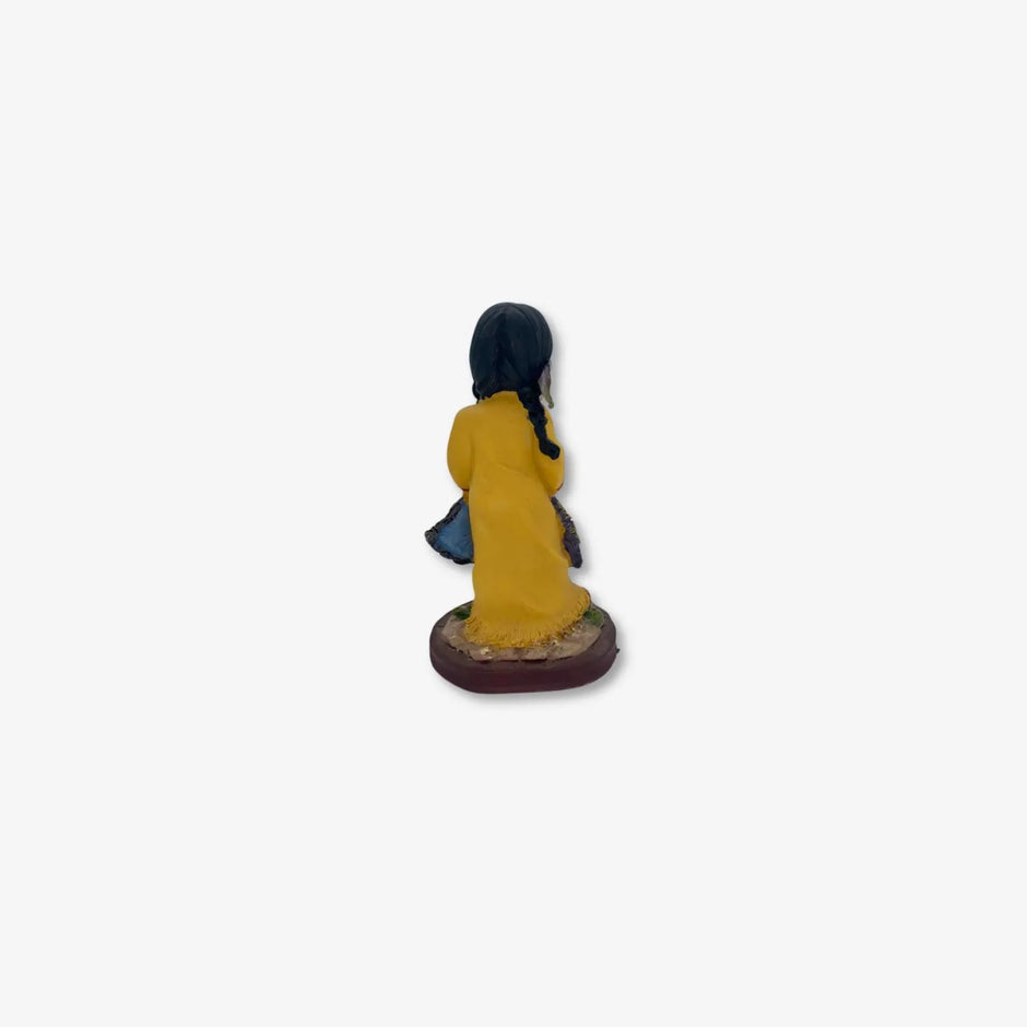 Juego de 2 estatuillas vintage de India nativa  de cerámica  , molde de resina, pintado a mano
